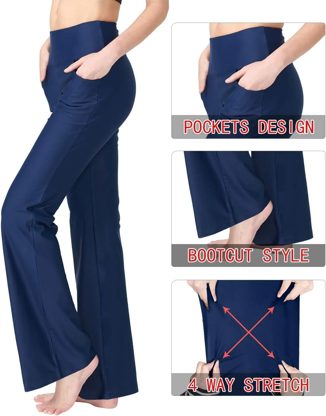 Women's Bootcut Yoga Pants with Pockets High Waist Bootleg Yoga Workout Pants for Women