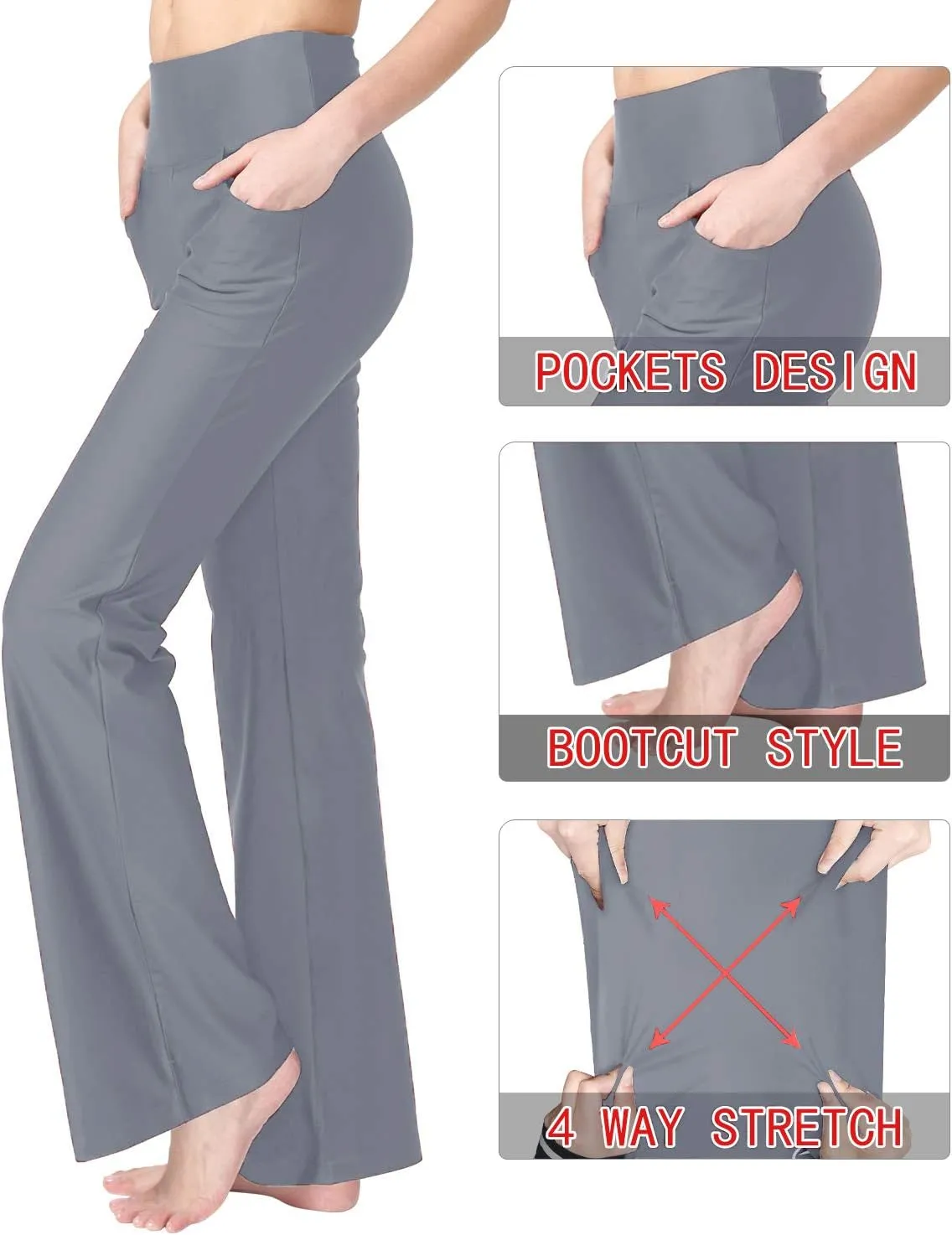 Women's Bootcut Yoga Pants with Pockets High Waist Bootleg Yoga Workout Pants for Women