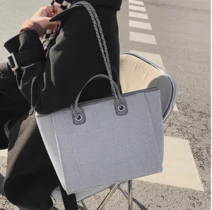 Women's Canvas Totes Chain Handbag Shoulder Crossbody Armpit Bag Beach Vacation Large Capacit Versatile Hobo Top Handle