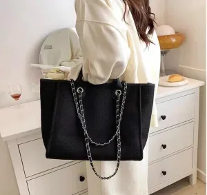 Women's Canvas Totes Chain Handbag Shoulder Crossbody Armpit Bag Beach Vacation Large Capacit Versatile Hobo Top Handle