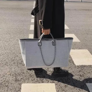 Women's Canvas Totes Chain Handbag Shoulder Crossbody Armpit Bag Beach Vacation Large Capacit Versatile Hobo Top Handle