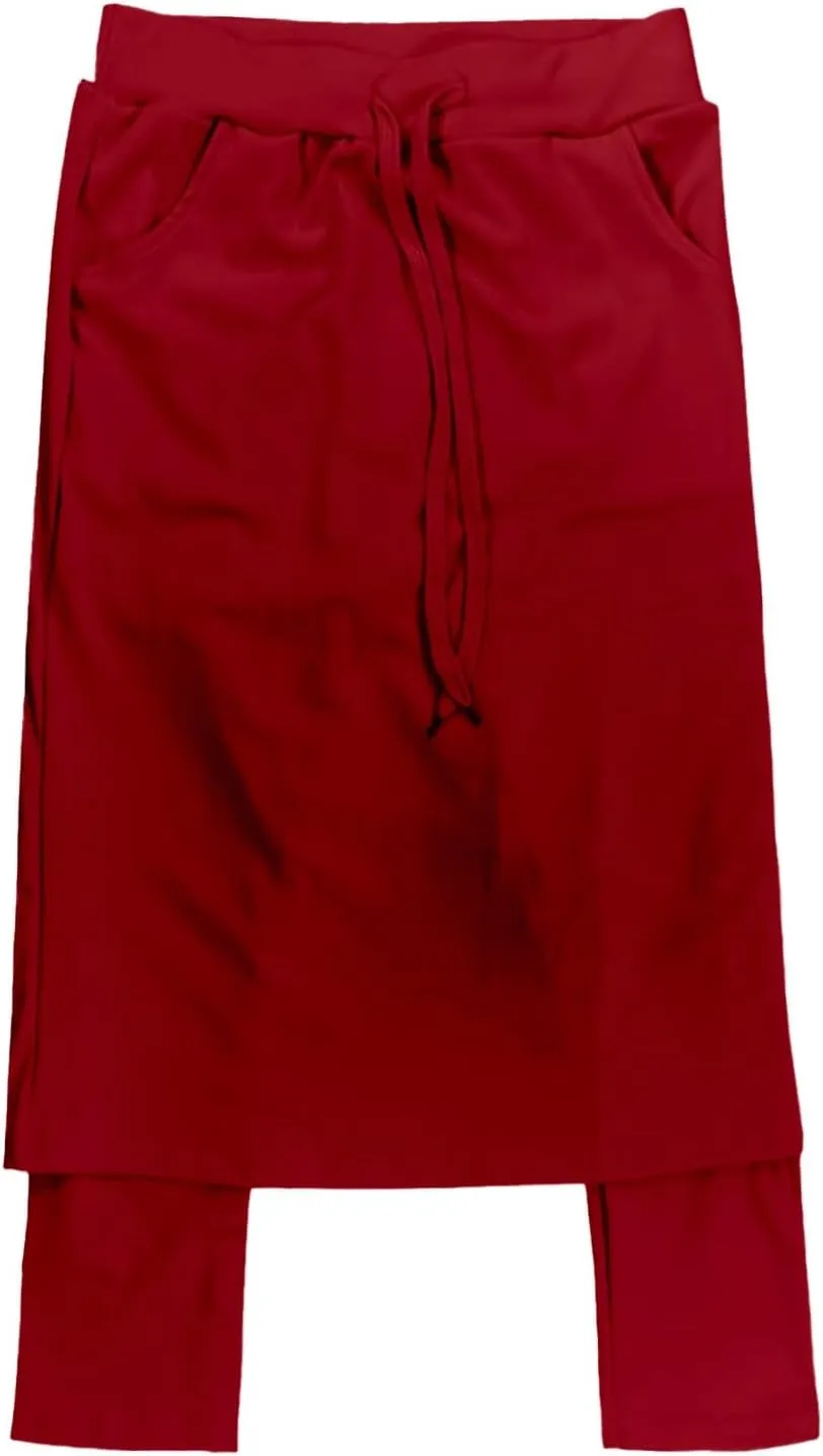 Womens Golf Skirts with Leggings, Knee Length Tennis Skorts with Pockets Stretchy Waisted Long Skorts with Yoga Pants