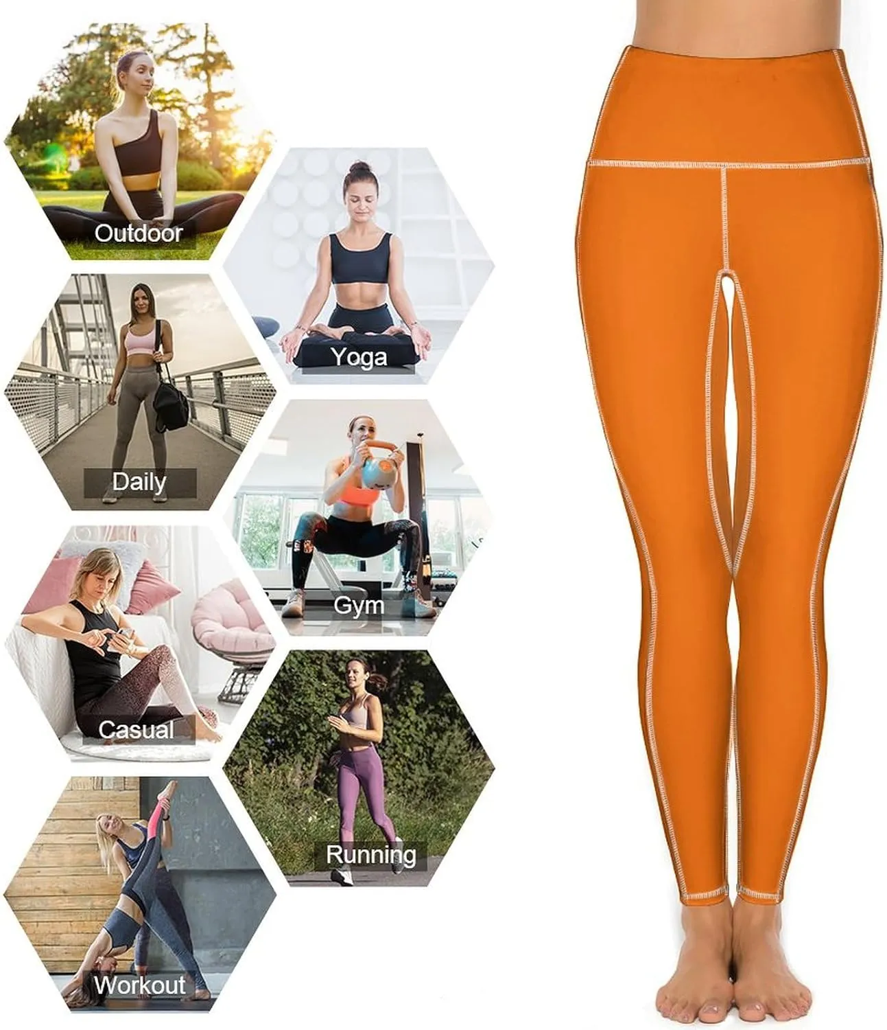 Women's High Waist Yoga Leggings with 2 Pockets Tummy Control Workout Running Yoga Pants