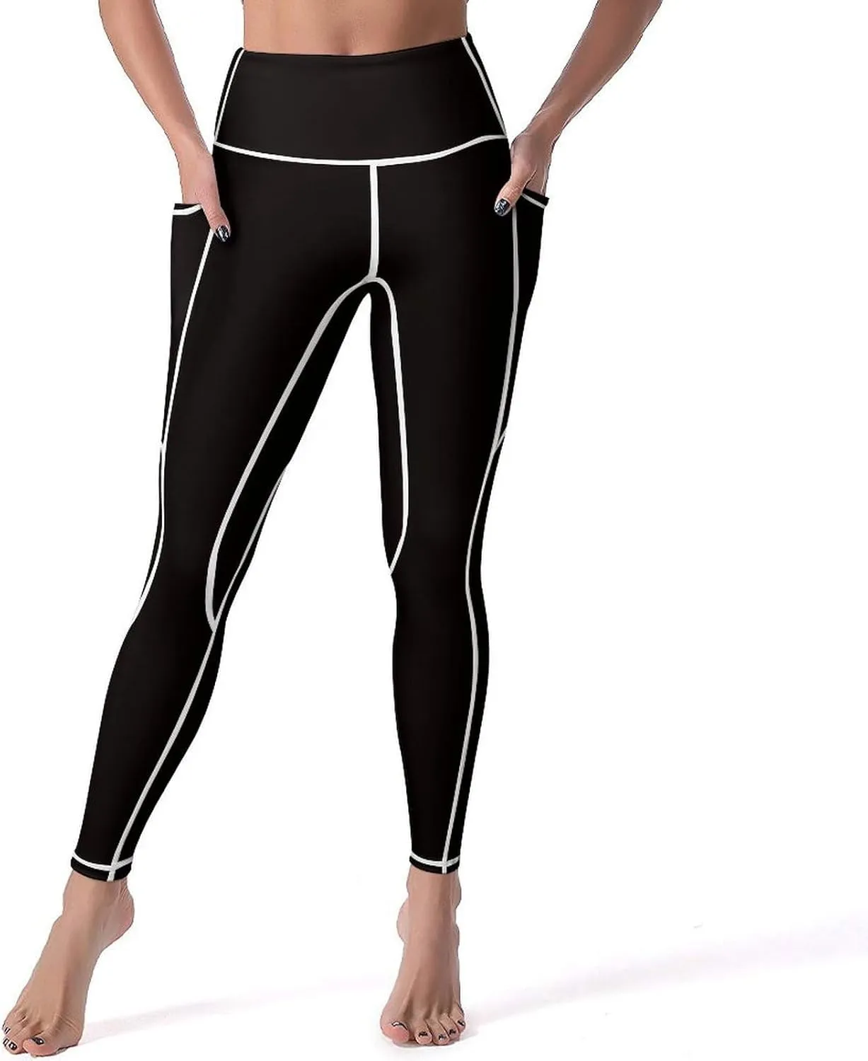 Women's High Waist Yoga Leggings with 2 Pockets Tummy Control Workout Running Yoga Pants