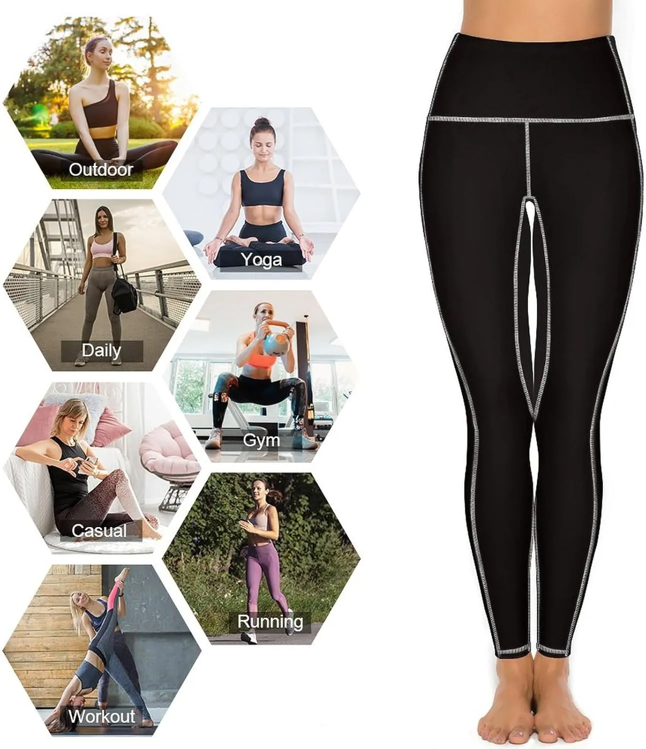 Women's High Waist Yoga Leggings with 2 Pockets Tummy Control Workout Running Yoga Pants