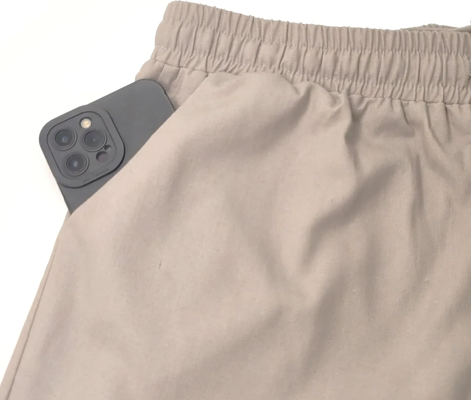 Womens Linen Pants with Pockets High Waist Comfy White Casual Pants Lightweight Loose Trousers