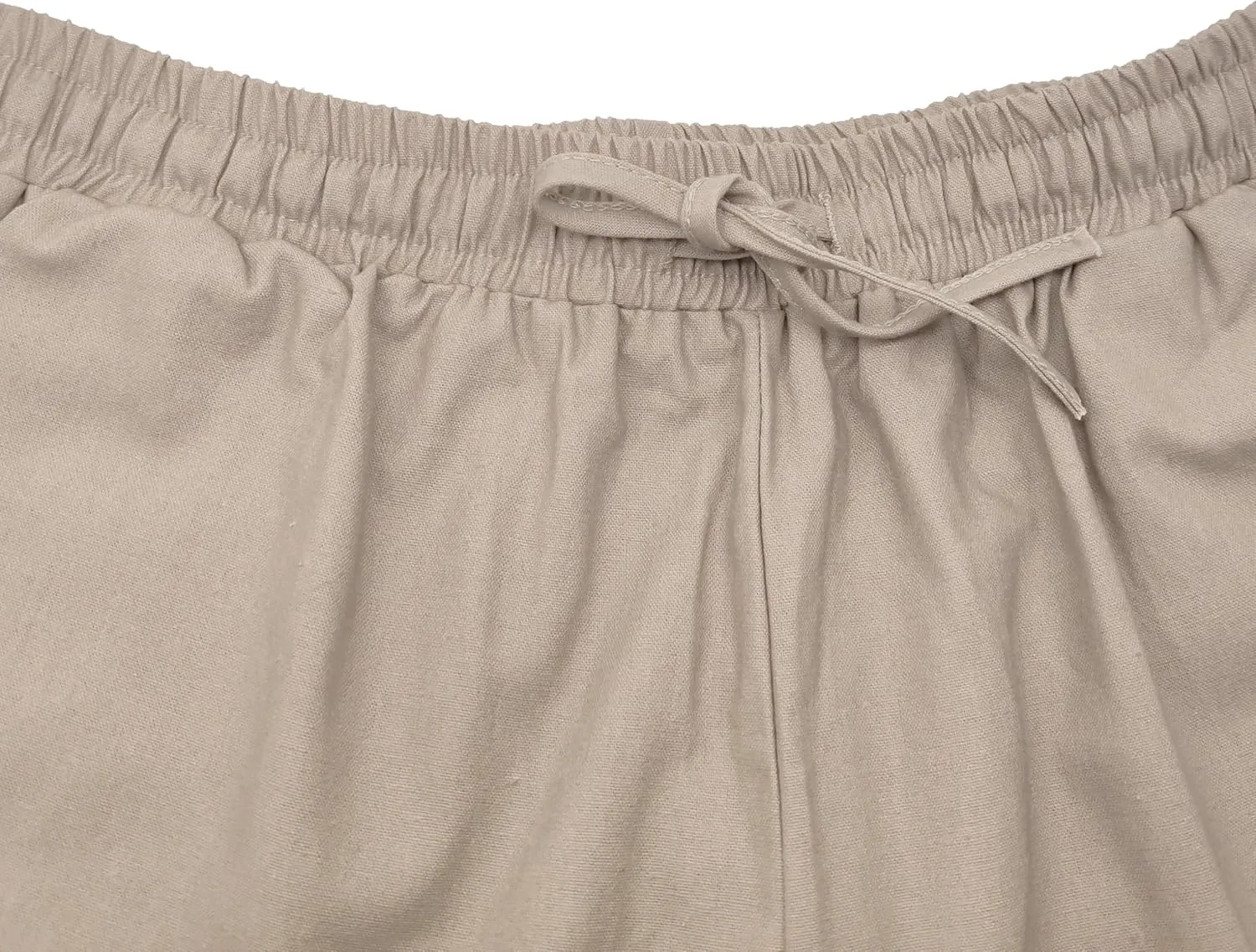Womens Linen Pants with Pockets High Waist Comfy White Casual Pants Lightweight Loose Trousers