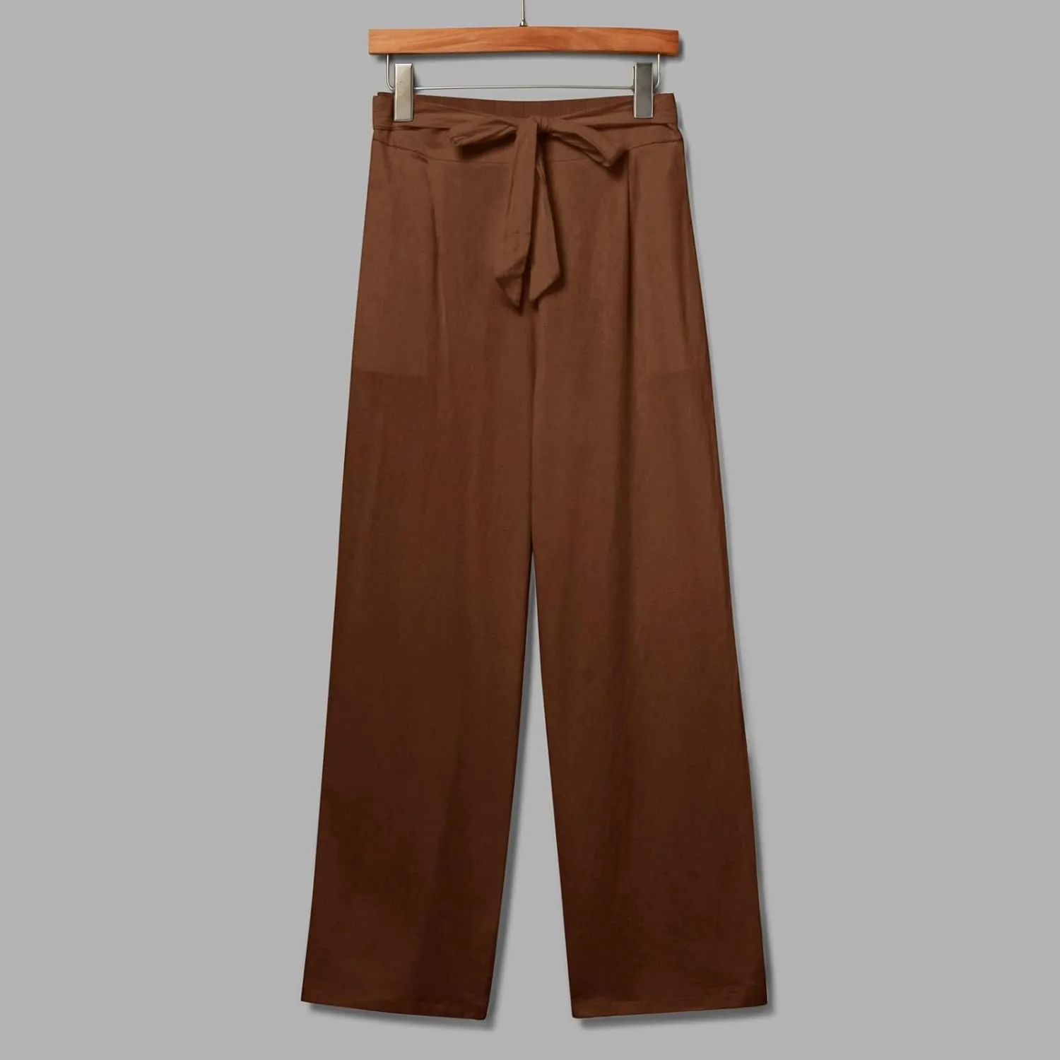 Women's Linen Summer Loose Pants Elastic Waist Long Lounge Slim-Fit Trouser Business Work