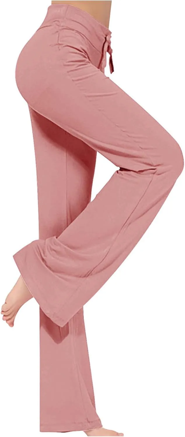 Women's Loose High Waist Wide Leg Yoga Pants Workout Leggings Casual Modal Long Trousers Gym Pants