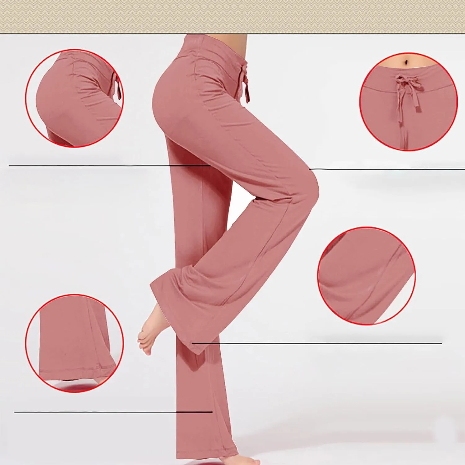 Women's Loose High Waist Wide Leg Yoga Pants Workout Leggings Casual Modal Long Trousers Gym Pants