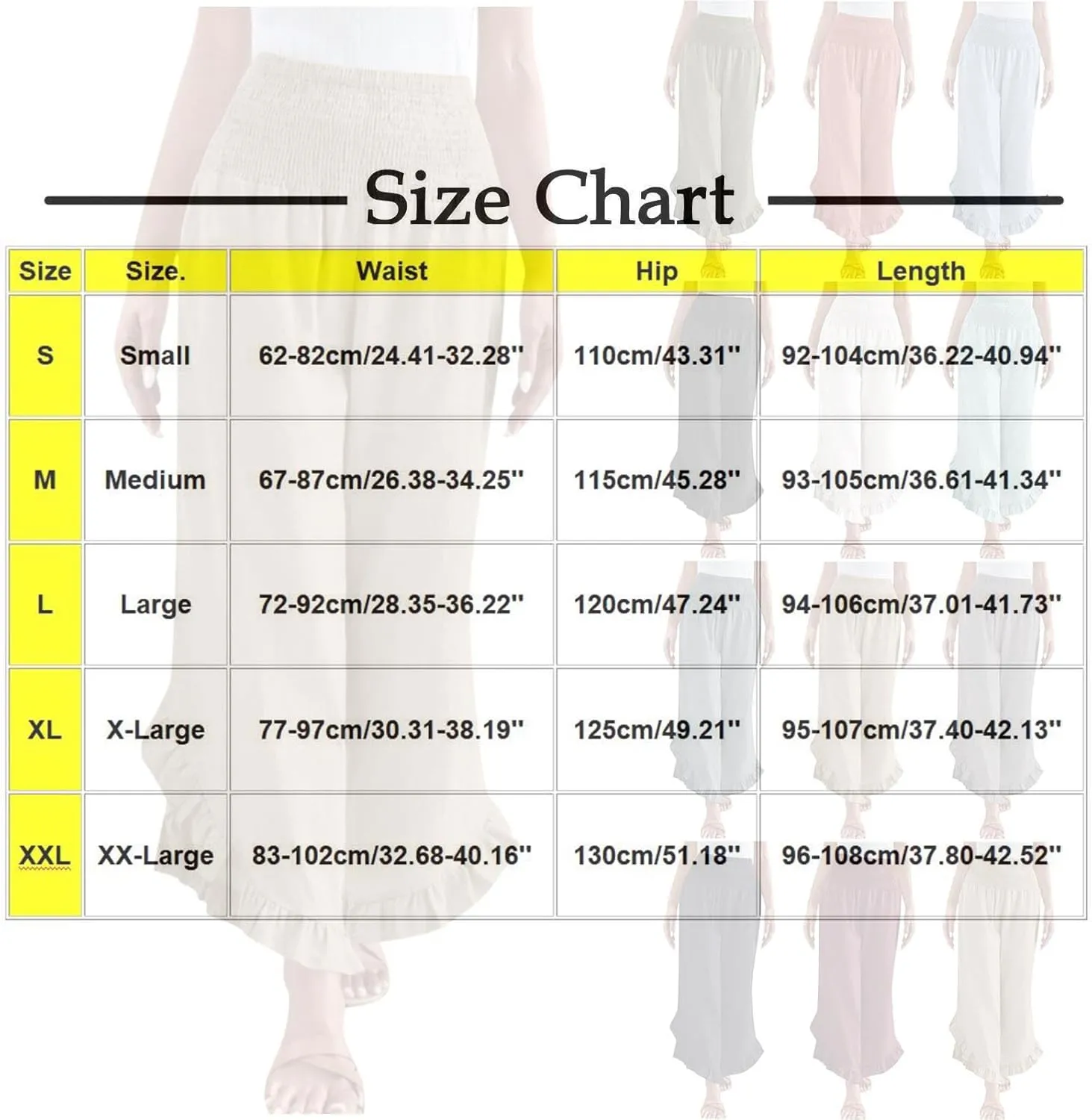 Womens Smocked Waist Ruffle Hem Palazzo Pants Boho Wide Leg Cotton Linen Trouser 2025 Fashion Casual Comfy Flowy Pants