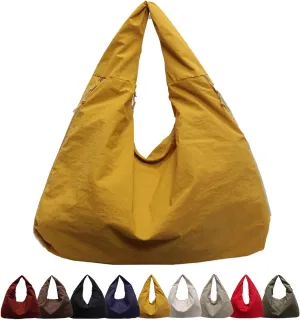 Women's Solid Color Textured Draped Tote Bag, Large Capacity Minimalist Versatile Shoulder Hobo Bag Travel Sport