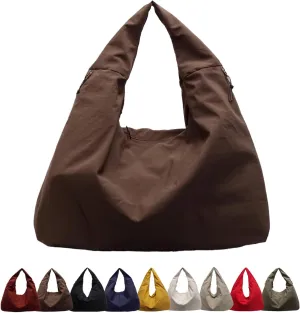 Women's Solid Color Textured Draped Tote Bag, Large Capacity Minimalist Versatile Shoulder Hobo Bag Travel Sport