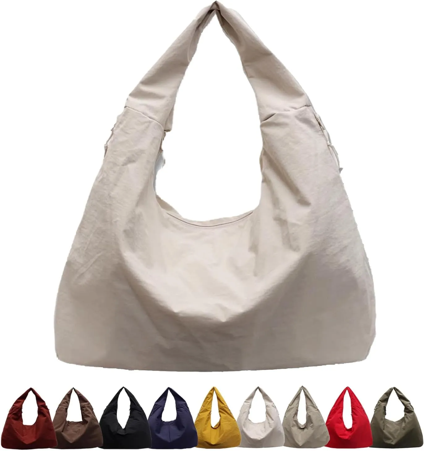 Women's Solid Color Textured Draped Tote Bag, Large Capacity Minimalist Versatile Shoulder Hobo Bag Travel Sport