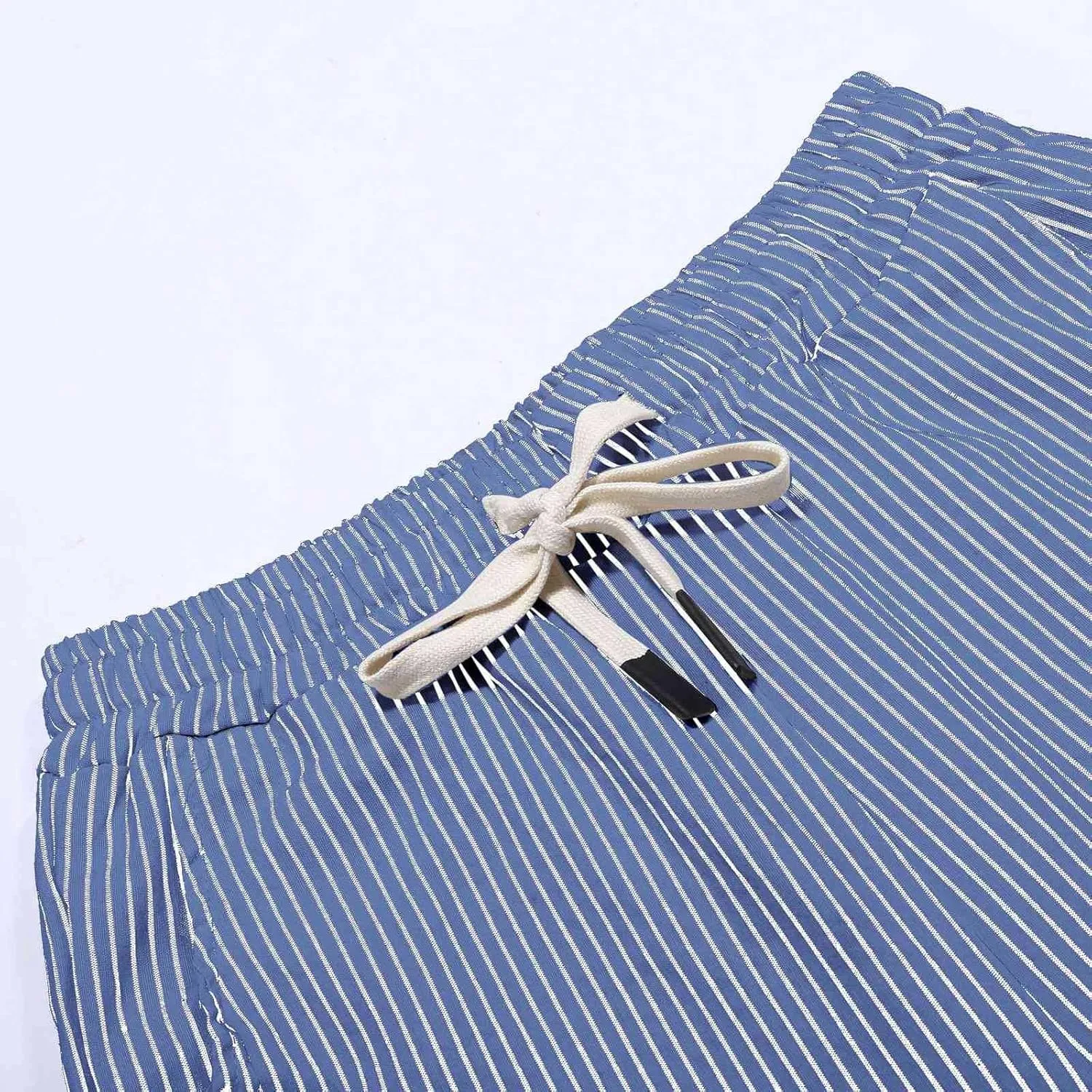 Womens Striped Linen Capri Pants High Waist Lightweight Shorts Summer 2025 Casual Ladies Pinstripe Trousers