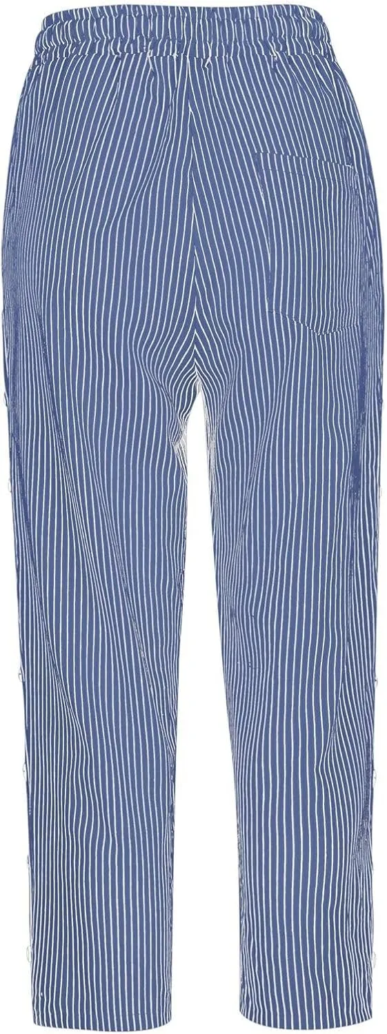 Womens Striped Linen Capri Pants High Waist Lightweight Shorts Summer 2025 Casual Ladies Pinstripe Trousers