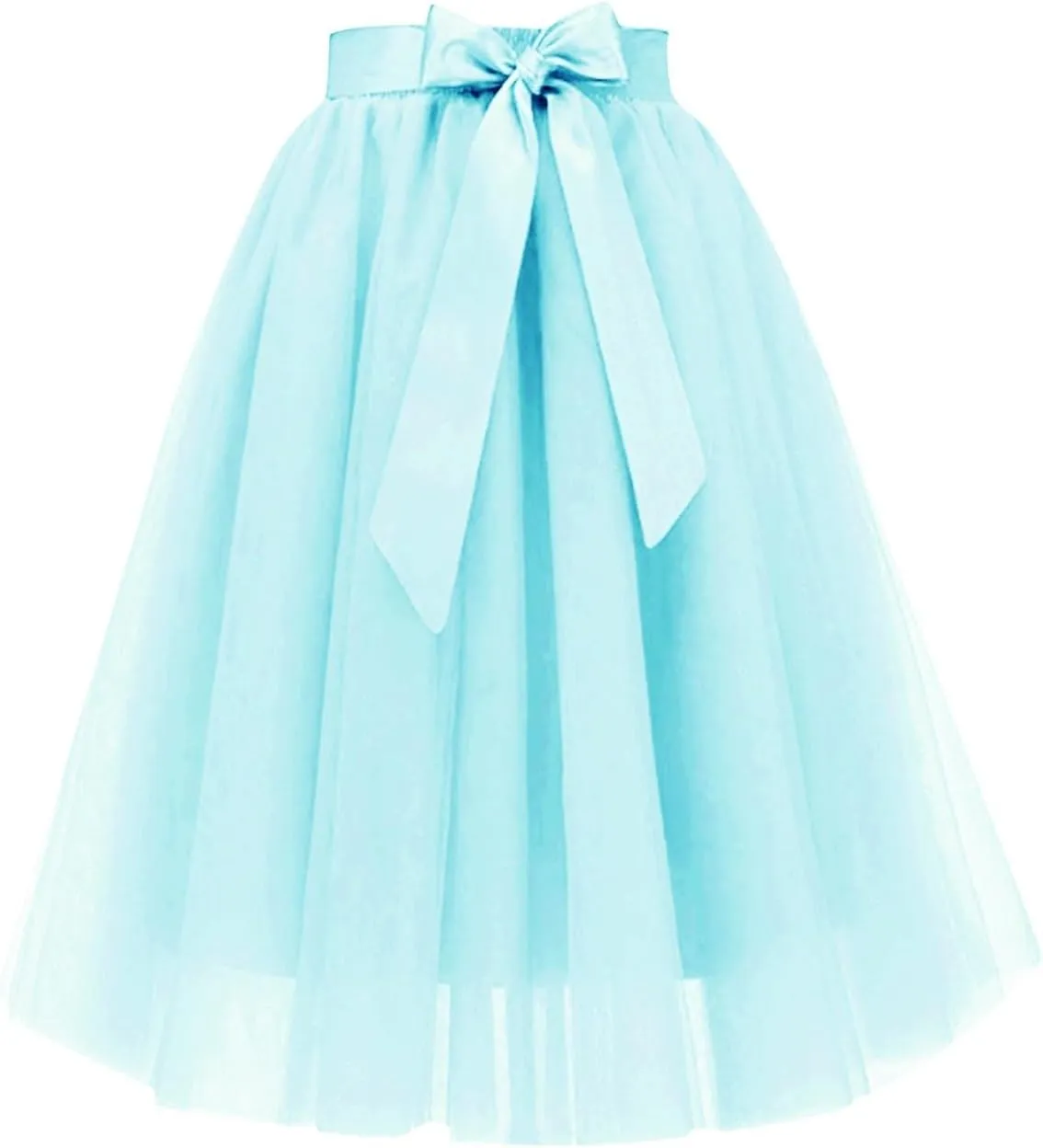 Womens Tulle Skirt Knee Length Layered Wedding Party Prom Dress Adult Pleated A Line Short Petticoat Midi Skirt