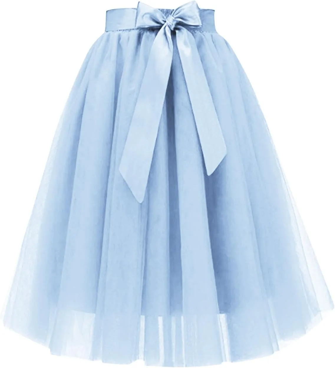 Womens Tulle Skirt Knee Length Layered Wedding Party Prom Dress Adult Pleated A Line Short Petticoat Midi Skirt