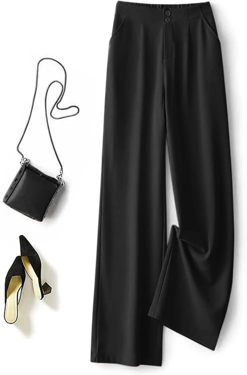 Womens Wide Leg Trousers Cotton Linen High Waisted Straight Leg Pants Summer Casual Baggy Trousers for Daily Pants