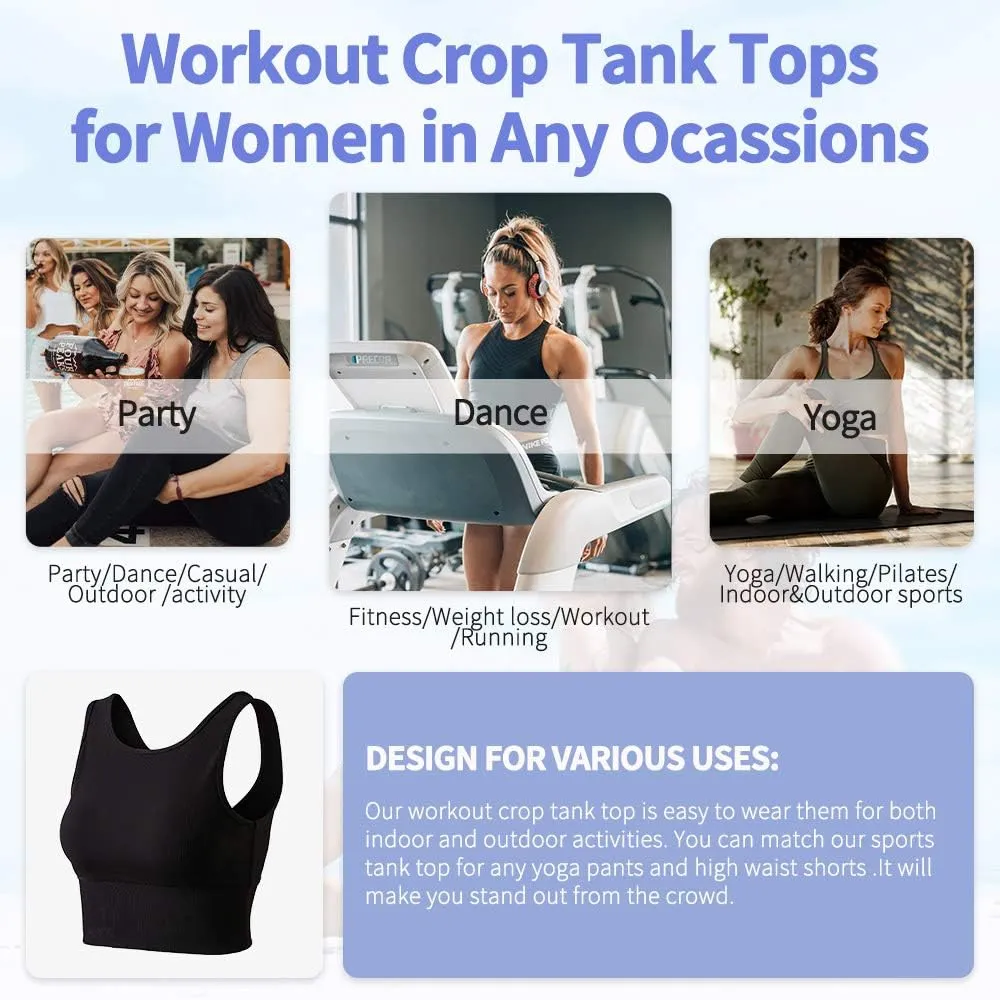 Workout Crop Tank Tops for Women Solid Comfort Sleeveless Shirts for Casual Sports Fitness Yoga Reversible Ribbed Tops