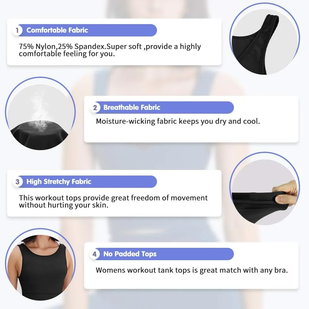 Workout Crop Tank Tops for Women Solid Comfort Sleeveless Shirts for Casual Sports Fitness Yoga Reversible Ribbed Tops
