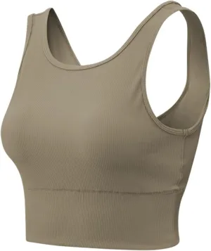 Workout Crop Tank Tops for Women Solid Comfort Sleeveless Shirts for Casual Sports Fitness Yoga Reversible Ribbed Tops