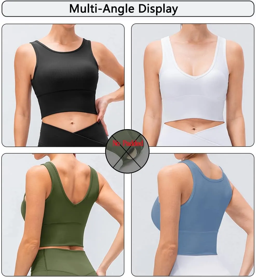 Workout Crop Tank Tops for Women Solid Comfort Sleeveless Shirts for Casual Sports Fitness Yoga Reversible Ribbed Tops