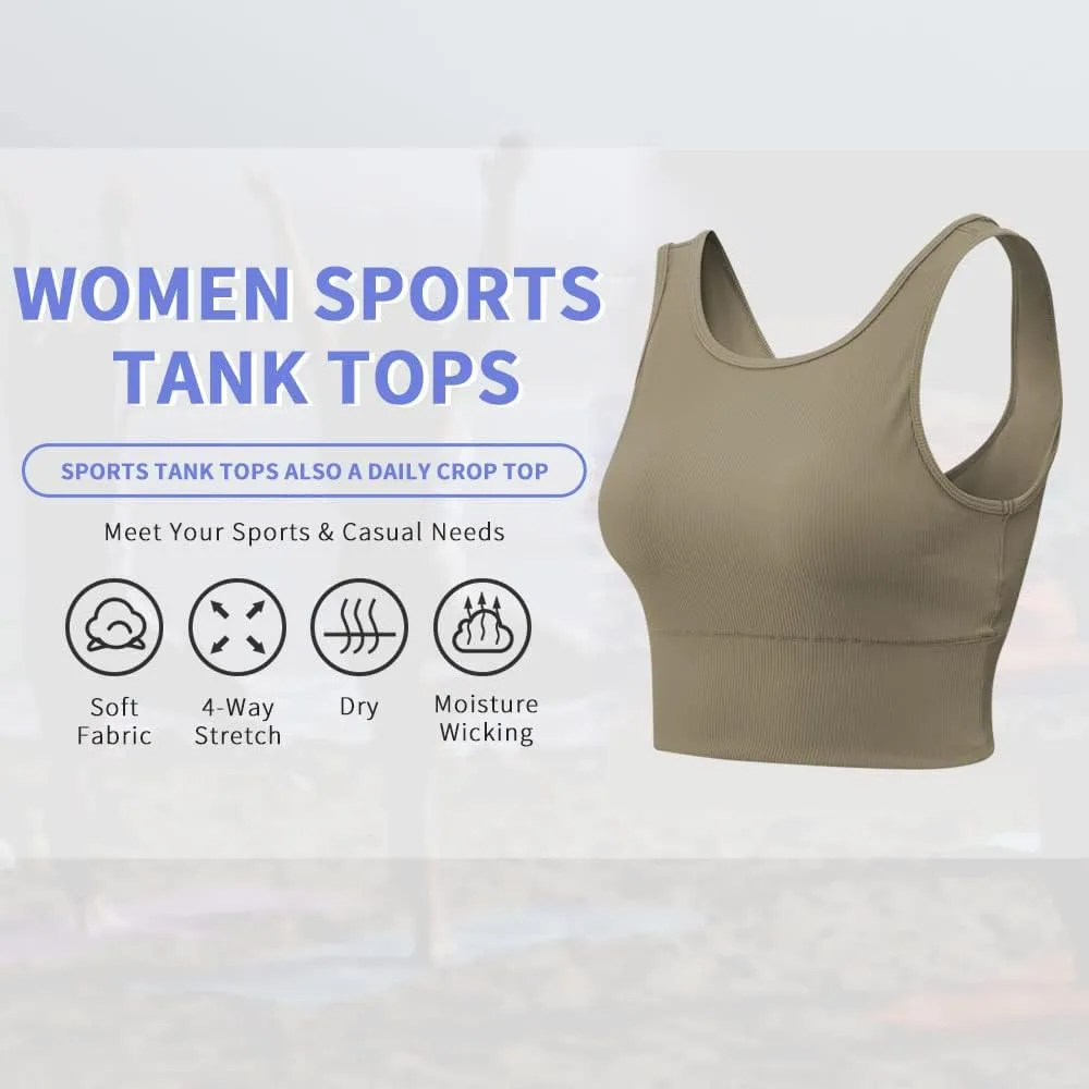 Workout Crop Tank Tops for Women Solid Comfort Sleeveless Shirts for Casual Sports Fitness Yoga Reversible Ribbed Tops