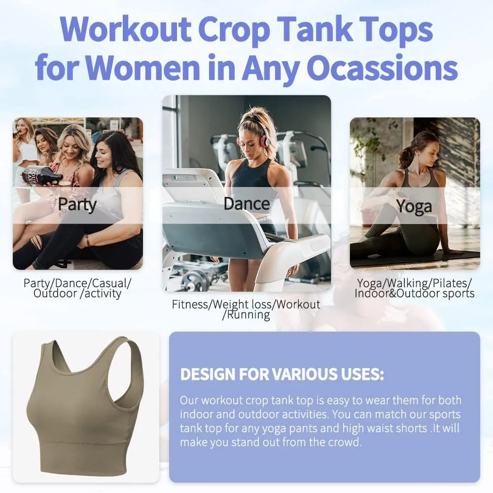 Workout Crop Tank Tops for Women Solid Comfort Sleeveless Shirts for Casual Sports Fitness Yoga Reversible Ribbed Tops