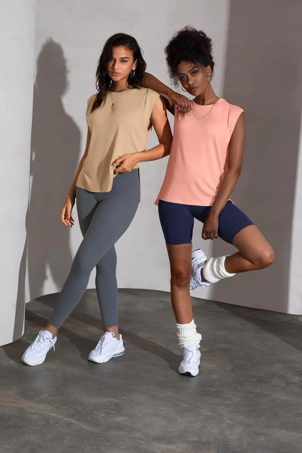 Workout Tank Tops for Women Crewneck Flowy Loose Fit Sleeveless Athletic Gym Tops Running Yoga Shirts Muscle Tank