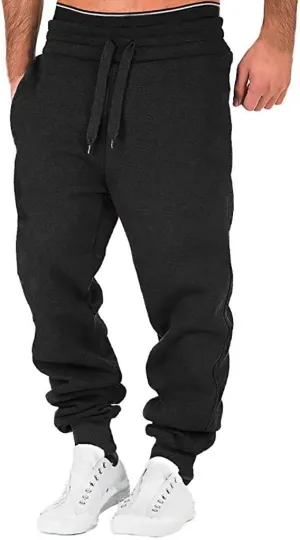 XUETON Men Cargo Jogger Sweatpants Elastic Waist Slim Fit Athletic Jogger Workout Track Pants Drawstring Khaki Chinos Trouser(Black,Large)
