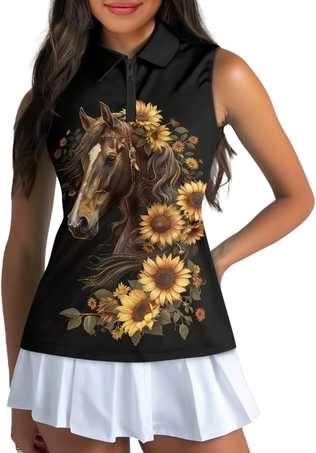 YEXIATODO Golf Sleeveless Tops for Women Racerback Summer Clothing Athletic Polo Golf Outfits Tennis Tank Top,XS-2XL