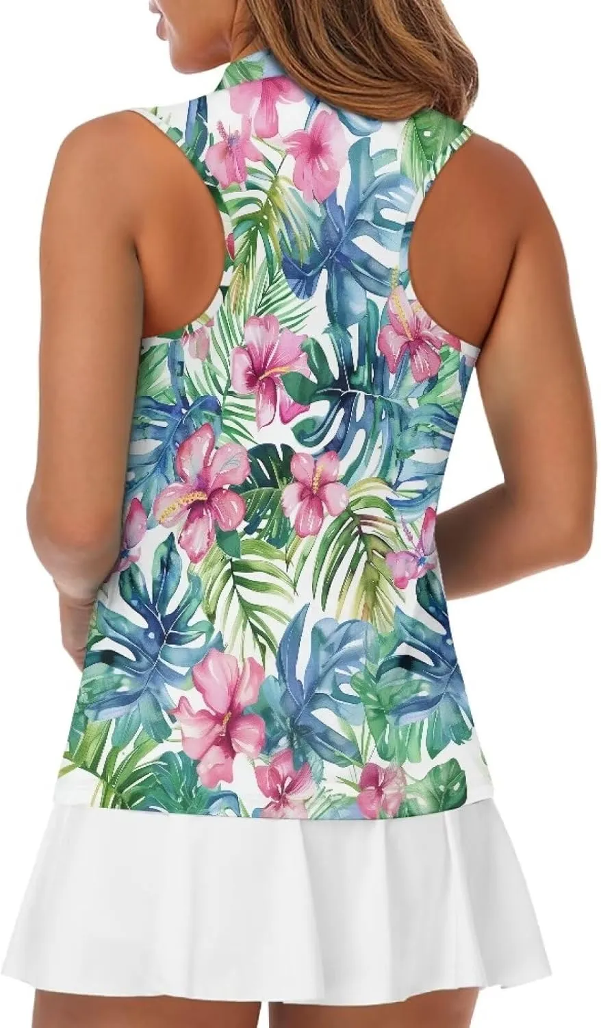 YEXIATODO Golf Sleeveless Tops for Women Racerback Summer Clothing Athletic Polo Golf Outfits Tennis Tank Top,XS-2XL
