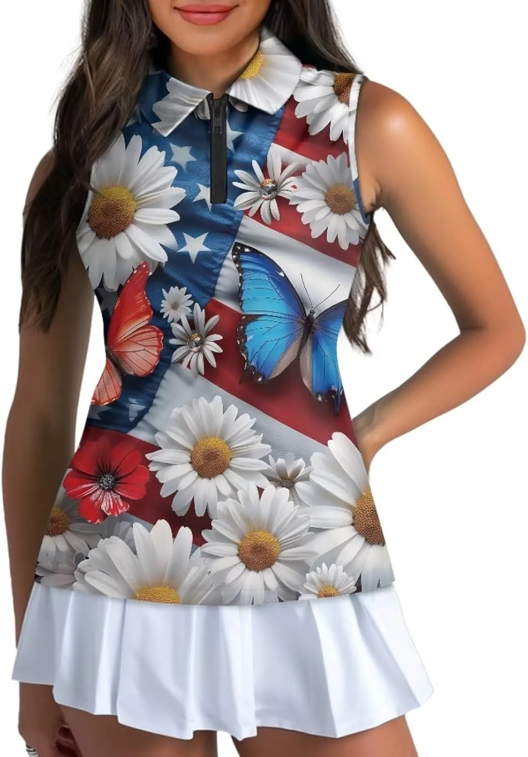 YEXIATODO Golf Sleeveless Tops for Women Racerback Summer Clothing Athletic Polo Golf Outfits Tennis Tank Top,XS-2XL