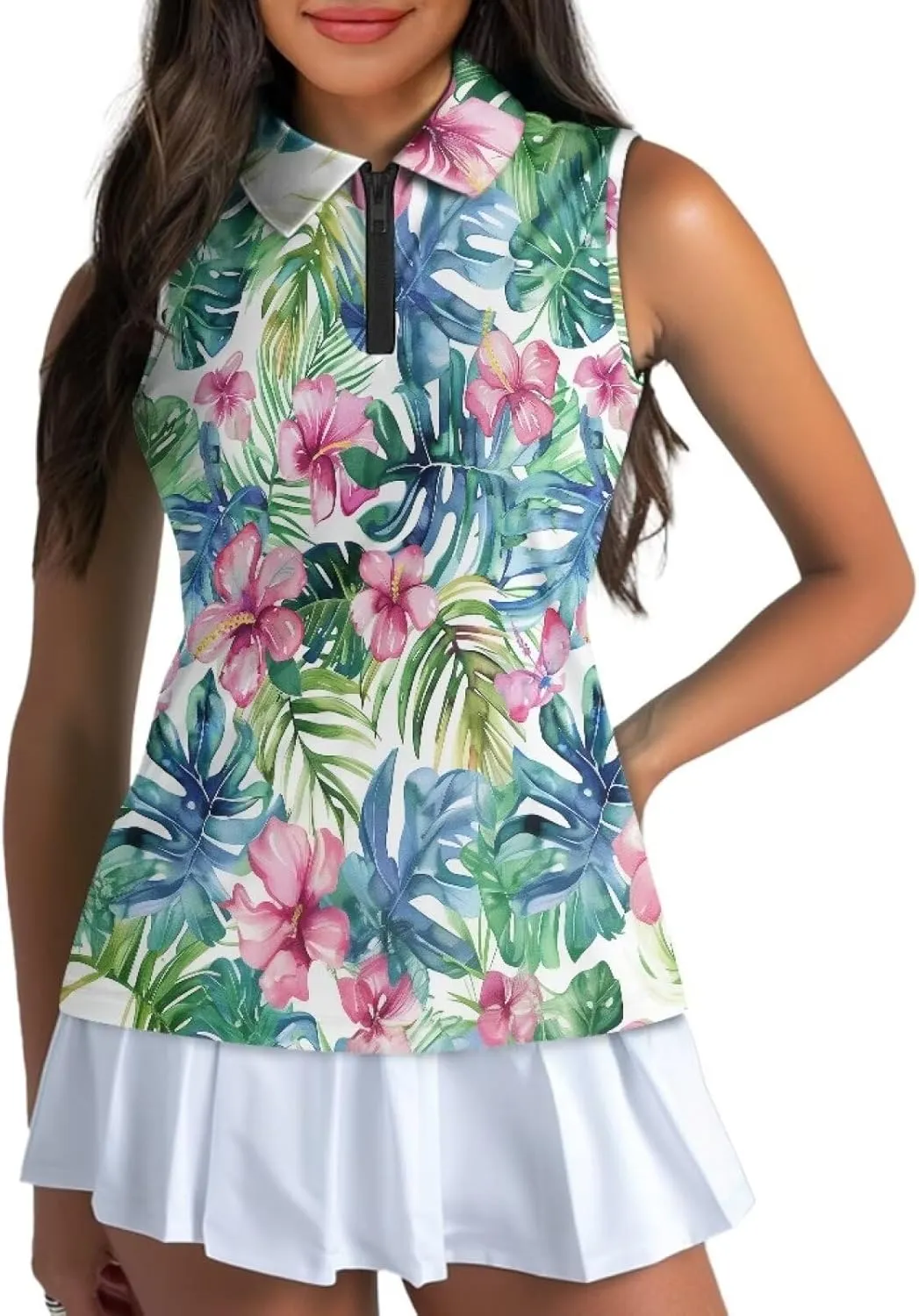 YEXIATODO Golf Sleeveless Tops for Women Racerback Summer Clothing Athletic Polo Golf Outfits Tennis Tank Top,XS-2XL