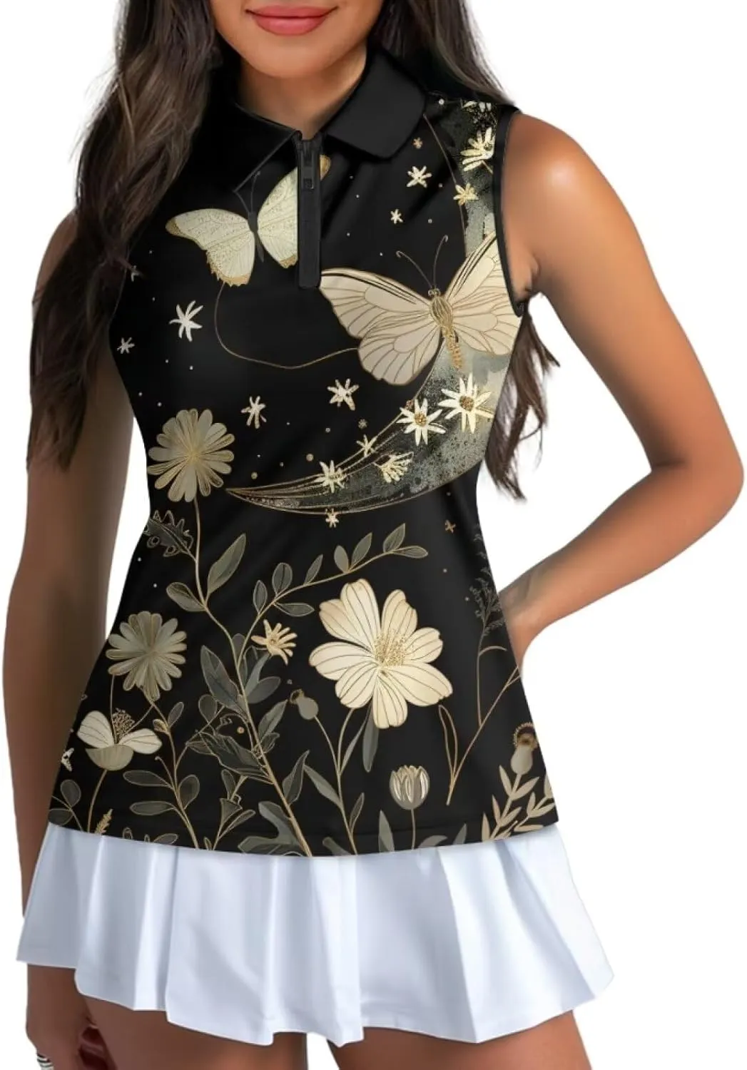 YEXIATODO Golf Sleeveless Tops for Women Racerback Summer Clothing Athletic Polo Golf Outfits Tennis Tank Top,XS-2XL