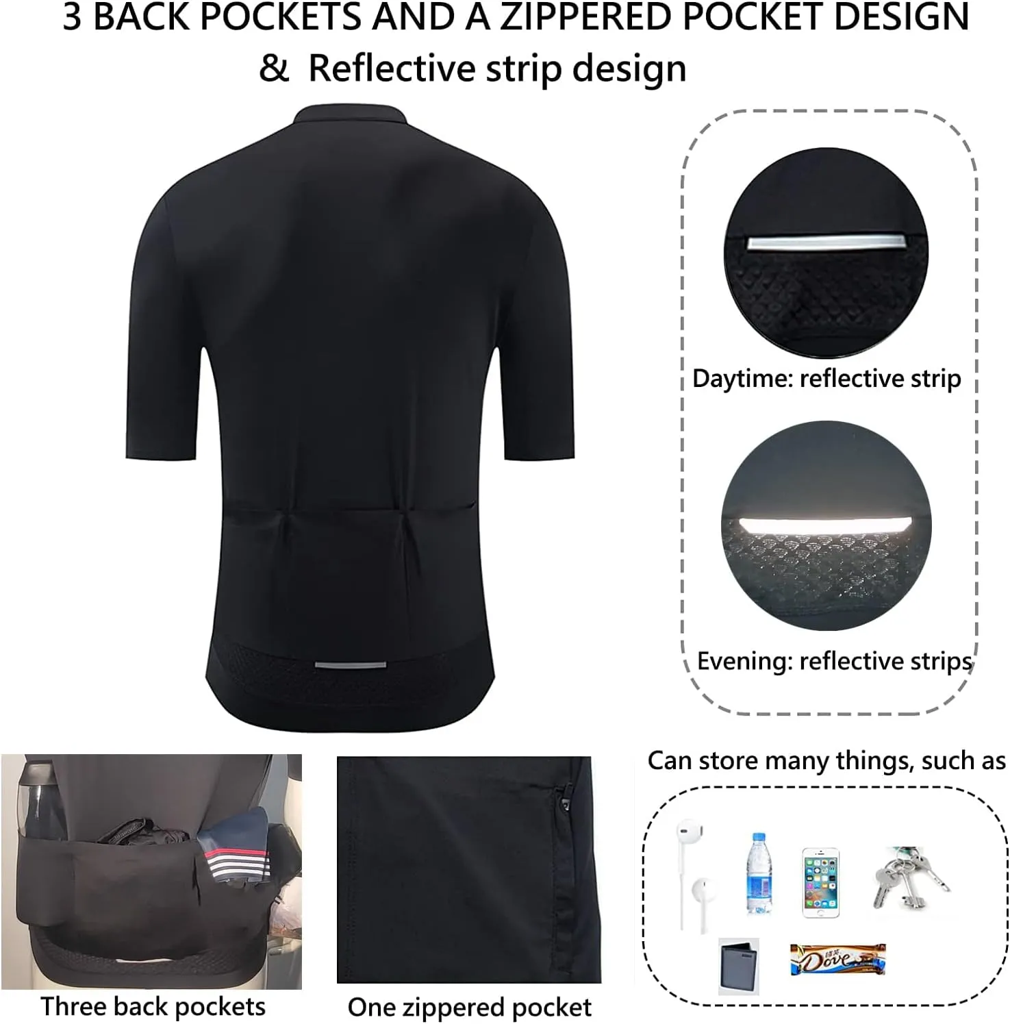 YKYWBIKE Cycling Jersey Men Aero Race Fit, Road Bike Jersey Short Sleeved,Moisture Wicking, Breathable,Zip Pocket,UPF50 