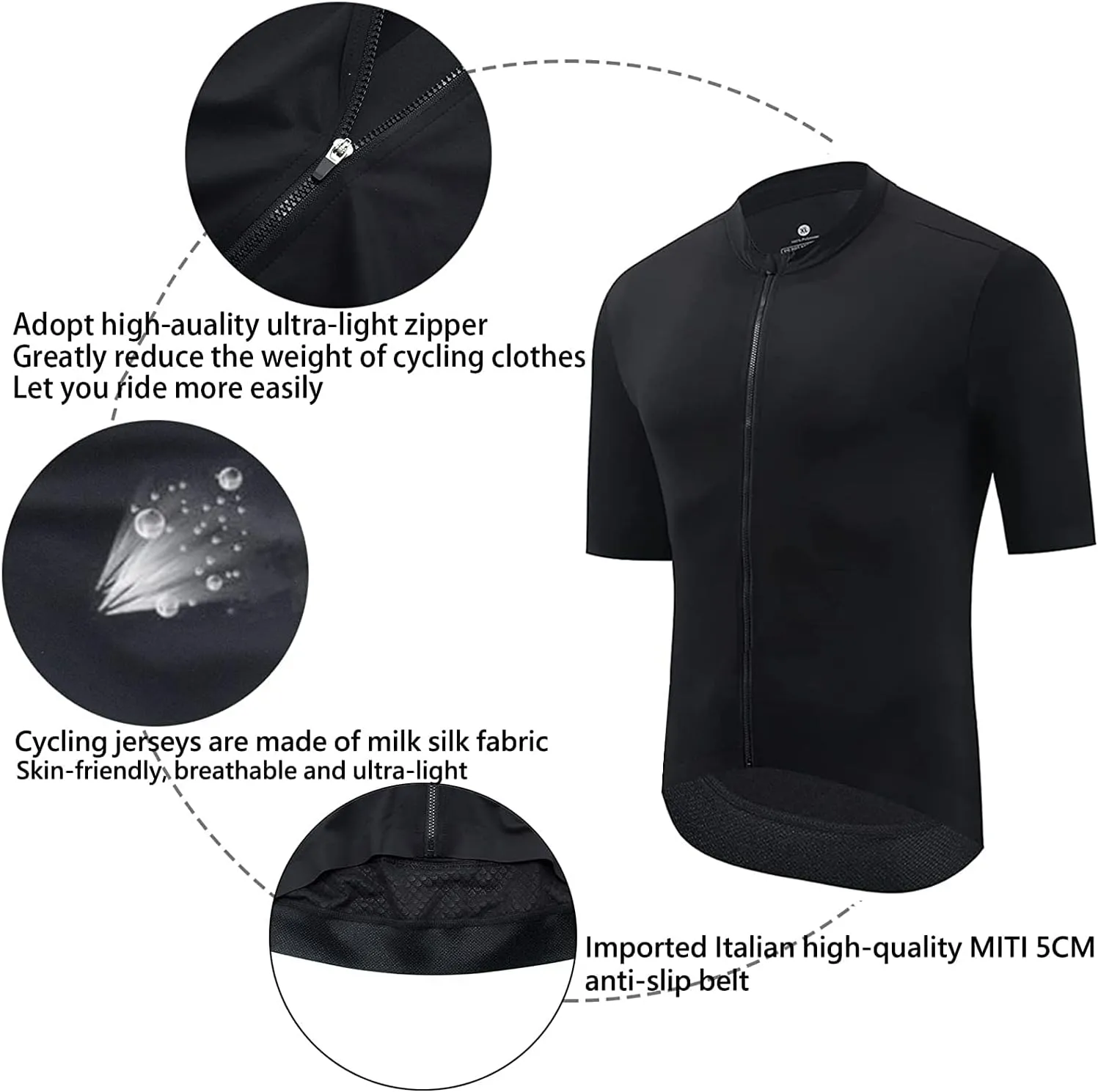 YKYWBIKE Cycling Jersey Men Aero Race Fit, Road Bike Jersey Short Sleeved,Moisture Wicking, Breathable,Zip Pocket,UPF50 