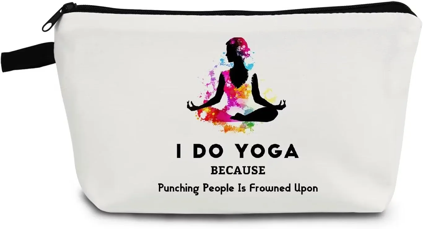 Yoga Gifts I Do Yoga Makeup Bag Travel Toiletry Organizer Zipper Pouch Birthday Christmas Gift Cosmetic Bag for Women Yoga Lovers Yoga Teachers Friends Sisters