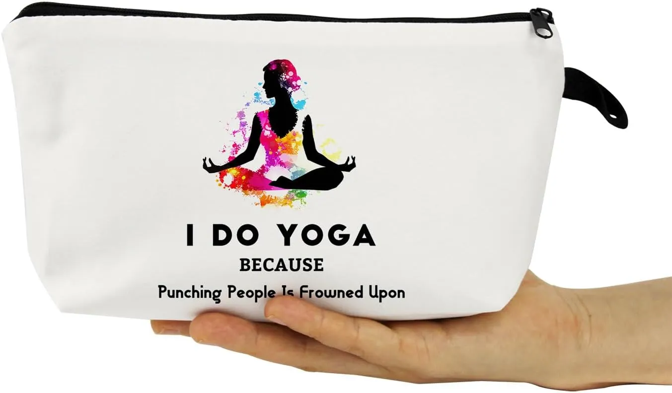 Yoga Gifts I Do Yoga Makeup Bag Travel Toiletry Organizer Zipper Pouch Birthday Christmas Gift Cosmetic Bag for Women Yoga Lovers Yoga Teachers Friends Sisters