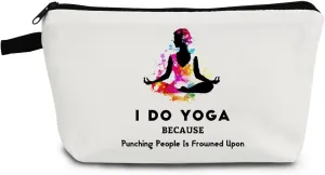 Yoga Gifts I Do Yoga Makeup Bag Travel Toiletry Organizer Zipper Pouch Birthday Christmas Gift Cosmetic Bag for Women Yoga Lovers Yoga Teachers Friends Sisters