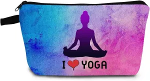 Yoga Gifts I Love Yoga Makeup Bag Travel Toiletry Organizer Zipper Pouch Birthday Christmas Gift Cosmetic Bag for Women Yoga Lovers Yoga Teachers Friends Sisters