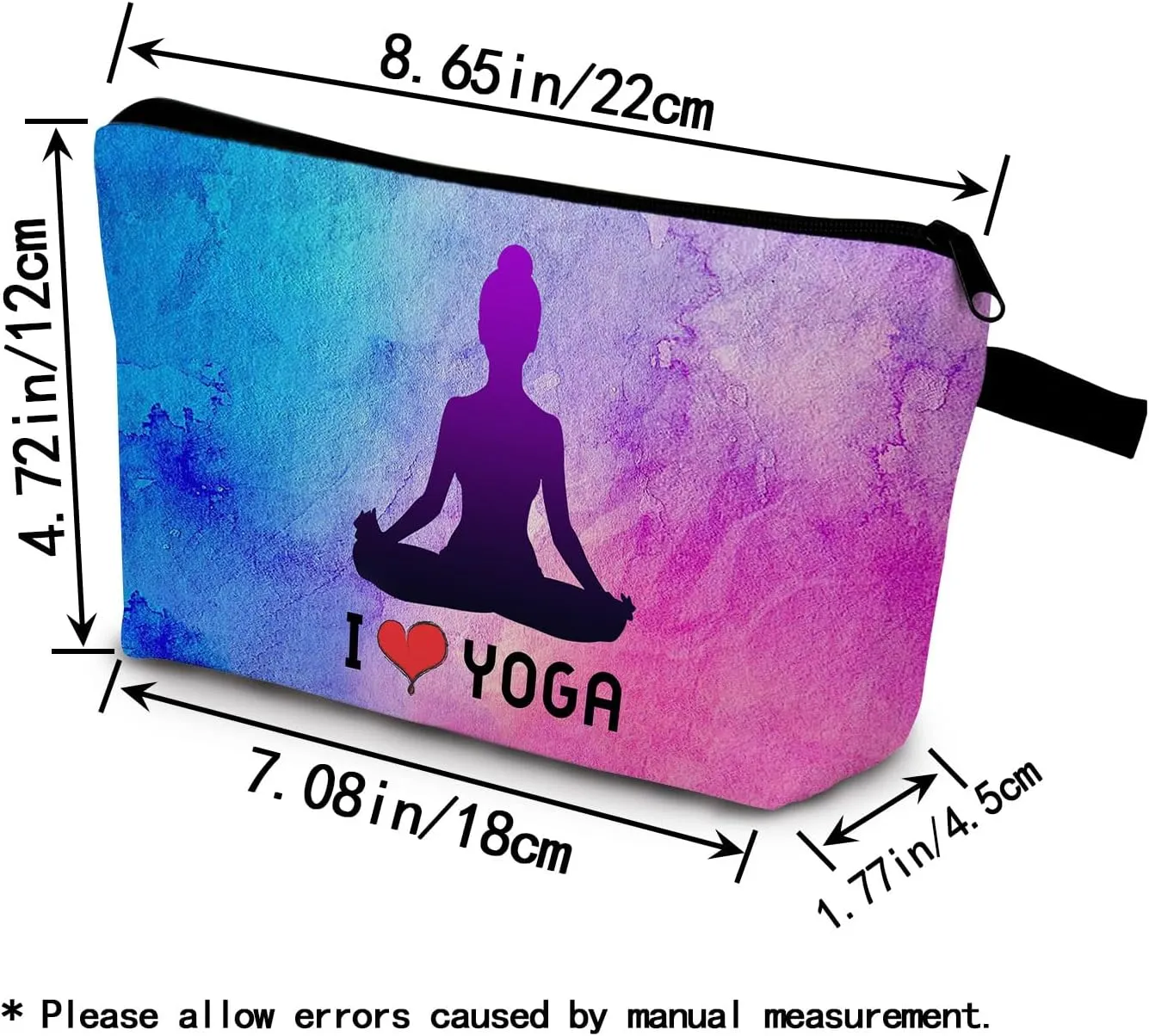 Yoga Gifts I Love Yoga Makeup Bag Travel Toiletry Organizer Zipper Pouch Birthday Christmas Gift Cosmetic Bag for Women Yoga Lovers Yoga Teachers Friends Sisters