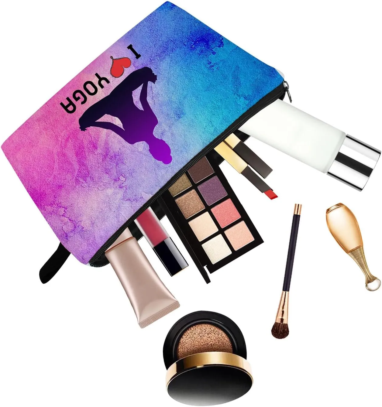 Yoga Gifts I Love Yoga Makeup Bag Travel Toiletry Organizer Zipper Pouch Birthday Christmas Gift Cosmetic Bag for Women Yoga Lovers Yoga Teachers Friends Sisters
