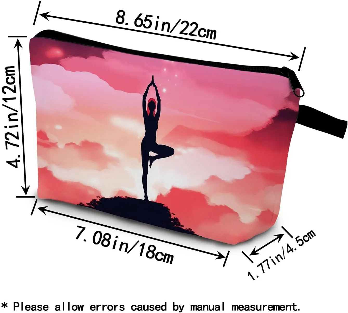 Yoga Gifts Sunset Yoga Makeup Bag Travel Toiletry Organizer Zipper Pouch Birthday Christmas Gift Cosmetic Bag for Women Yoga Lovers Yoga Teachers Friends Sisters