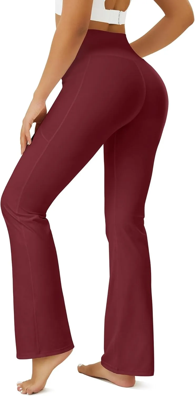 Yoga Pants Women, Flare Leggings for Women with Pockets Crossover High Waisted Bootcut Yoga Pants