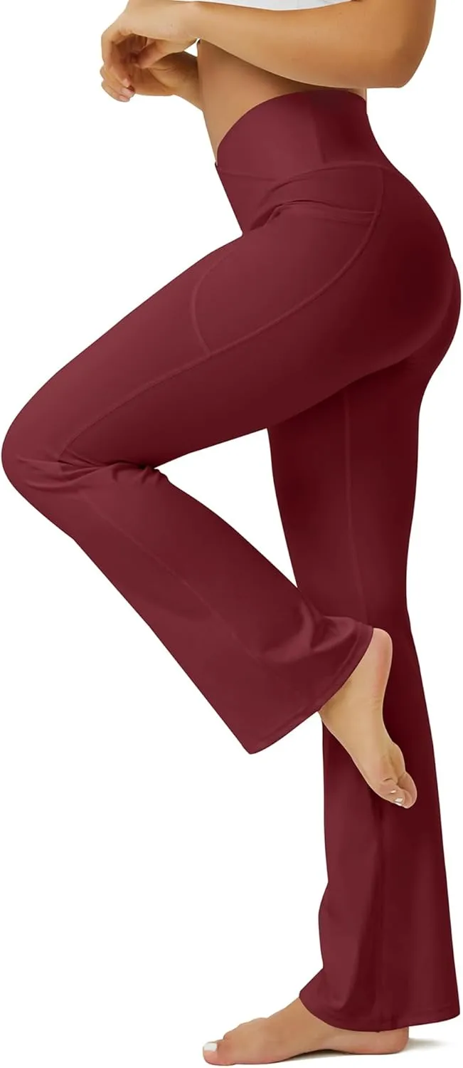 Yoga Pants Women, Flare Leggings for Women with Pockets Crossover High Waisted Bootcut Yoga Pants