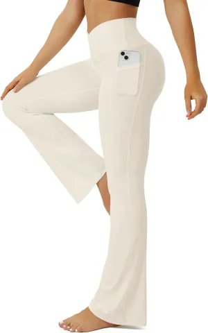 Yoga Pants Women, Flare Leggings for Women with Pockets Crossover High Waisted Bootcut Yoga Pants