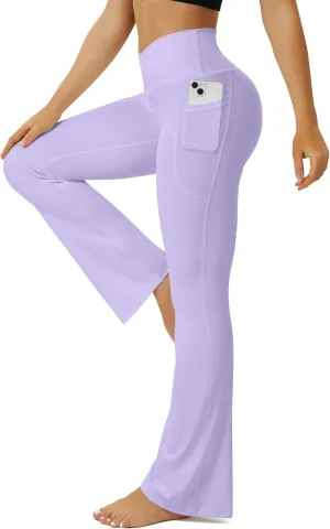 Yoga Pants Women, Flare Leggings for Women with Pockets Crossover High Waisted Bootcut Yoga Pants