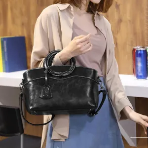 ZiMing Women Handbags Purse Oil Wax Leather Top Handle Handbag Ladies Tote Bag Satchel Vintage Shoulder Crossbody Bag